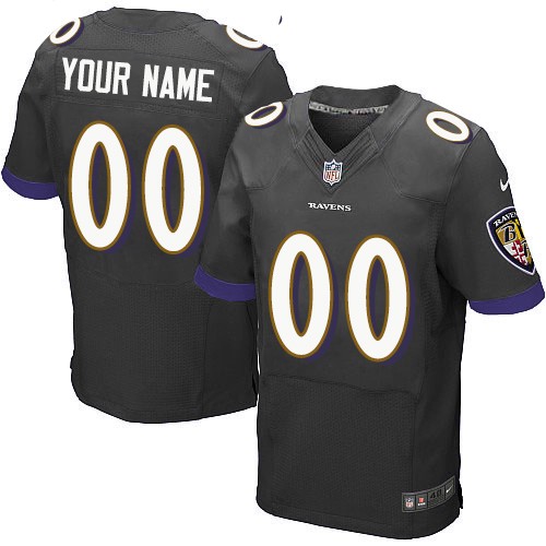 Men's Elite Nike Jersey Black Alternate - Customized NFL Baltimore Ravens